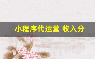 小程序代运营 收入分成